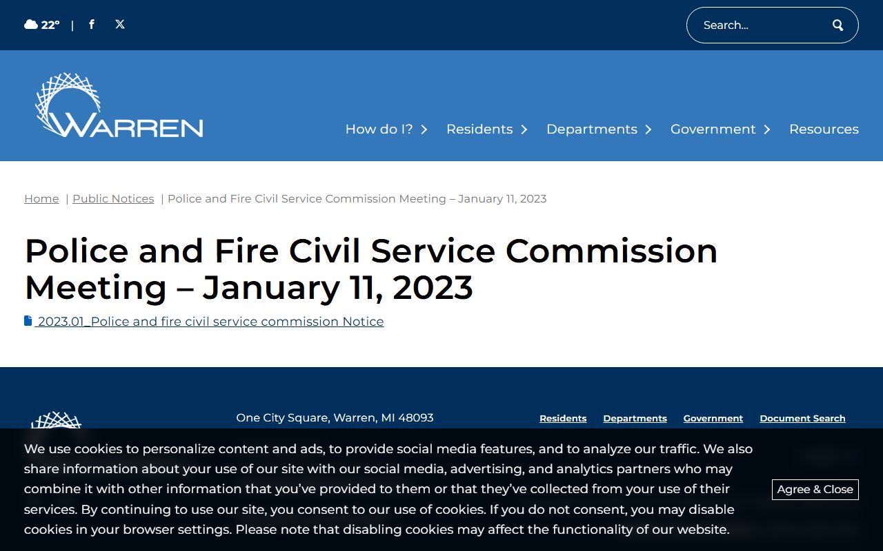 Warren Police Department website for Warren recent arrests